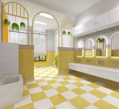 现代幼儿园卫生间3D模型下载